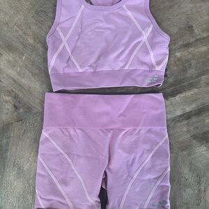 Pink Athletic Crop Top and Shorts Set